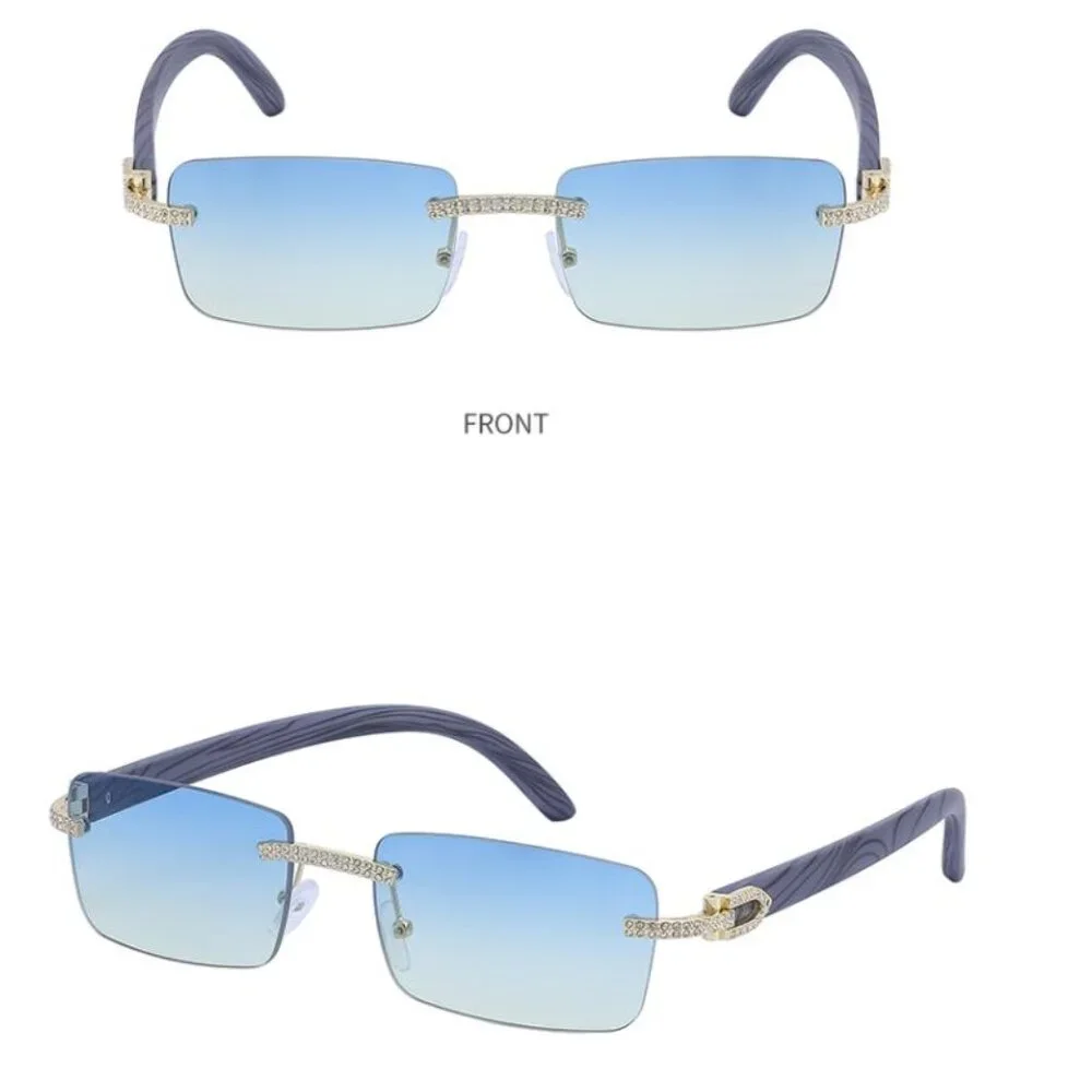 Men Women Sunglasses Square Green Lens Fashion Gold Frame Rapper Icedout Lentes‎